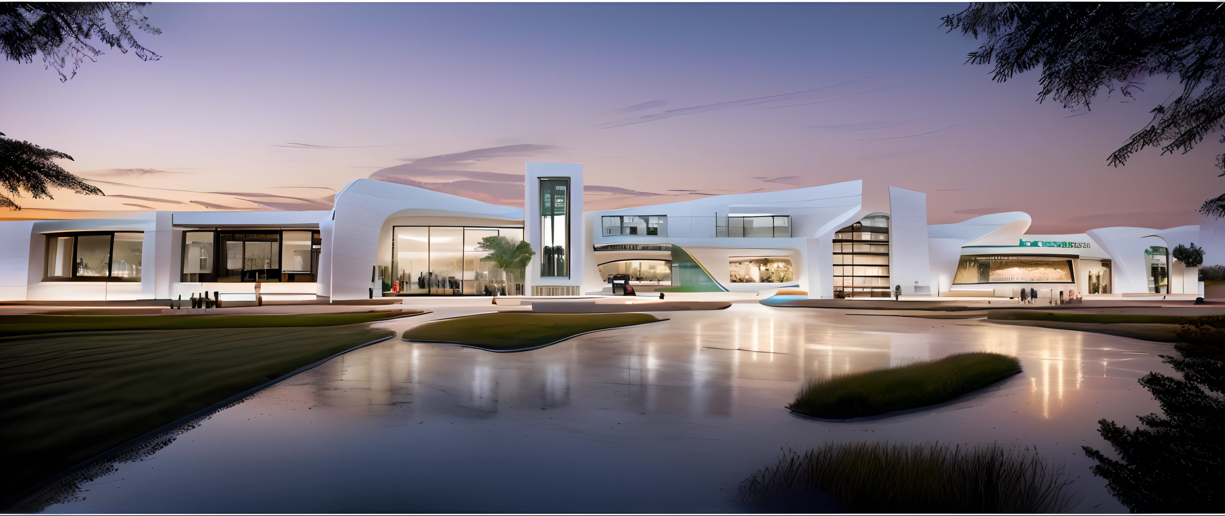 Mall Building , Beautiful modern building, Future buildings, Modern building in Dubai, Minute details about the building, Detailed interface interface , In the architectural style of Zaha Hadid, In the style of Zaha Hadid, Concept diagram, Norman Foster style, Concept Drawing, Inspired by Zaha Hadid, Architectural concept, In the background is a clear sky