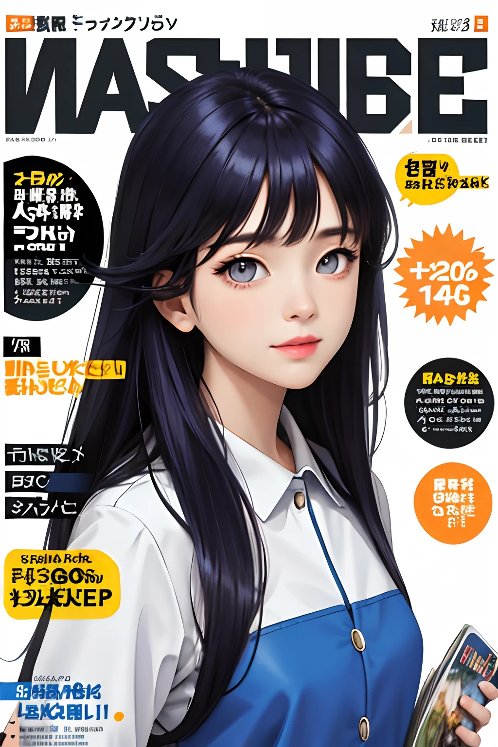 masterpiece, best quality, spring outfit, colorful hair, outdoor, magazine cover ,upper body,