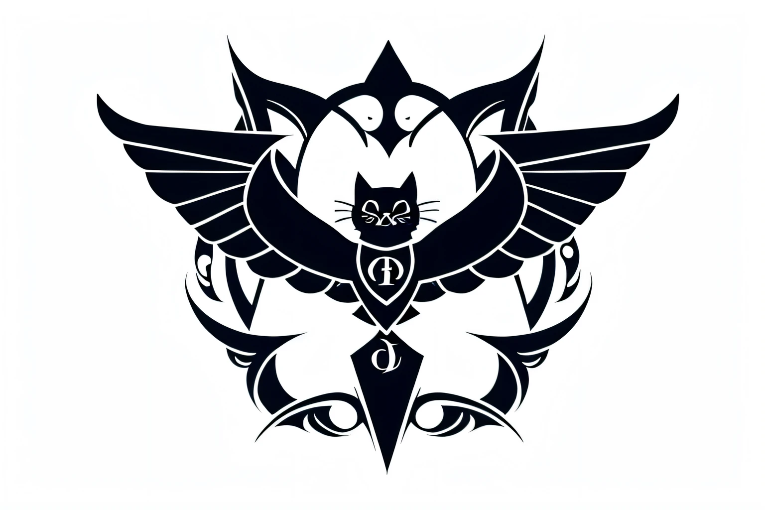 cafes, Logo, vector, line-drawing, Design, inspiration, Straight, symmetry,Cat、Devil's Wings