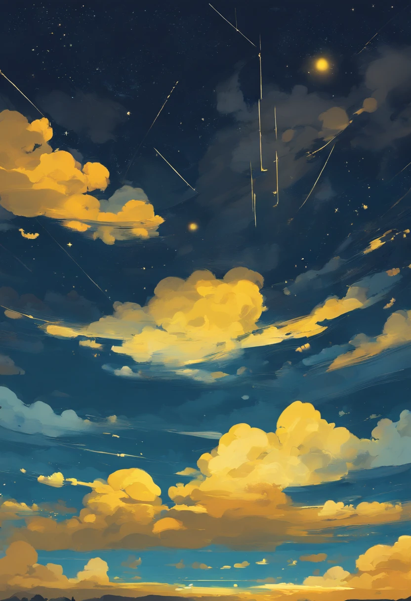 night sky with clouds and shades of blue and mustard yellow