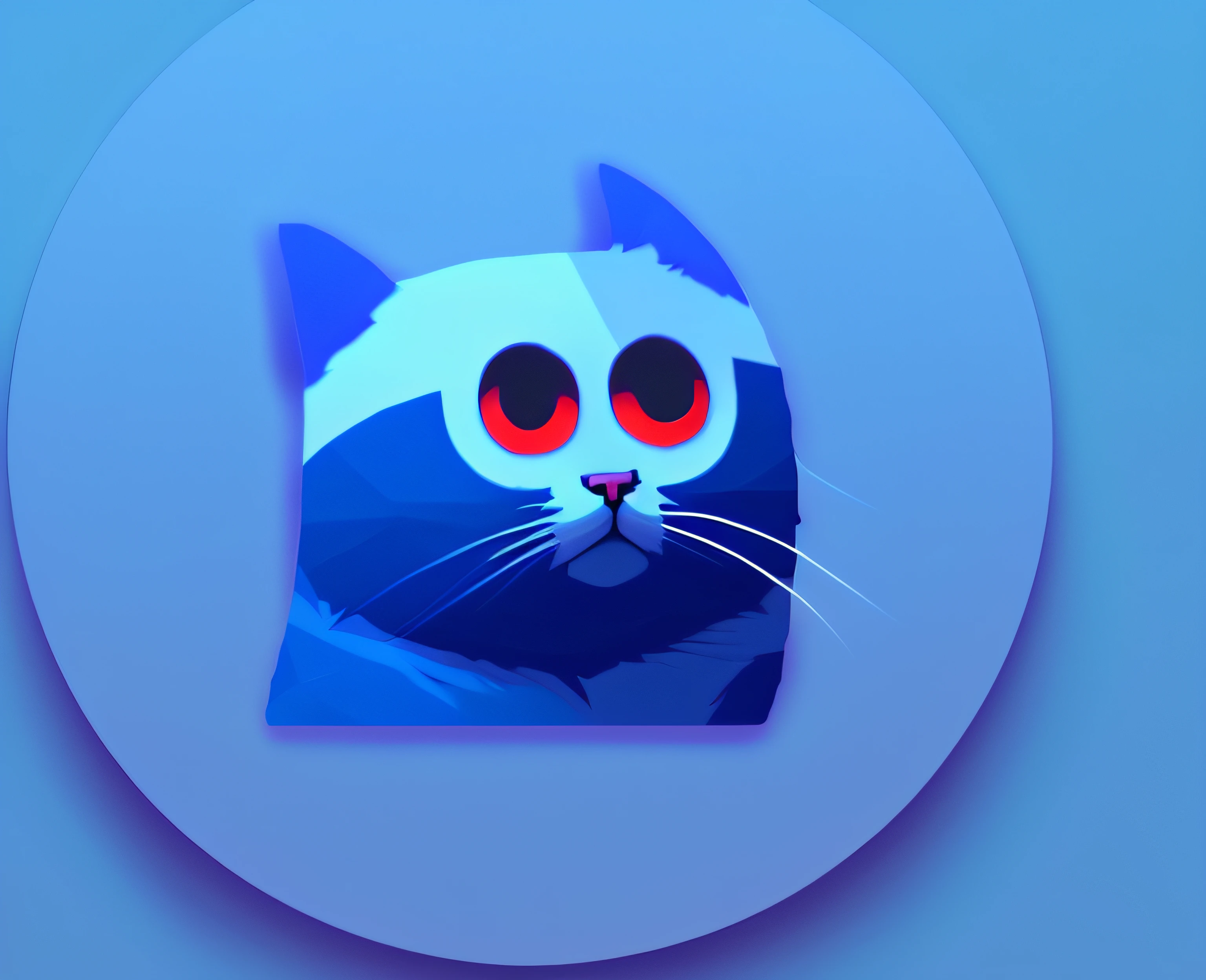 sticker, branding, behance, sagi haviv, paula scher, minimalist, A close-up of a blue cat with two eyes in a circle, Imagen de perfil de Discord, Discord mod, Imagen de avatar, Moderador de Discord, Favicono, vrchat, Emoji de discordia, Cybercat, Tema gris y azul, Icono del juego, reddit post, Somber, sketchfab », icono, Logotipo del tema del gato, Avatar para el sitio web, fatal, app icon, Juan Egbert
