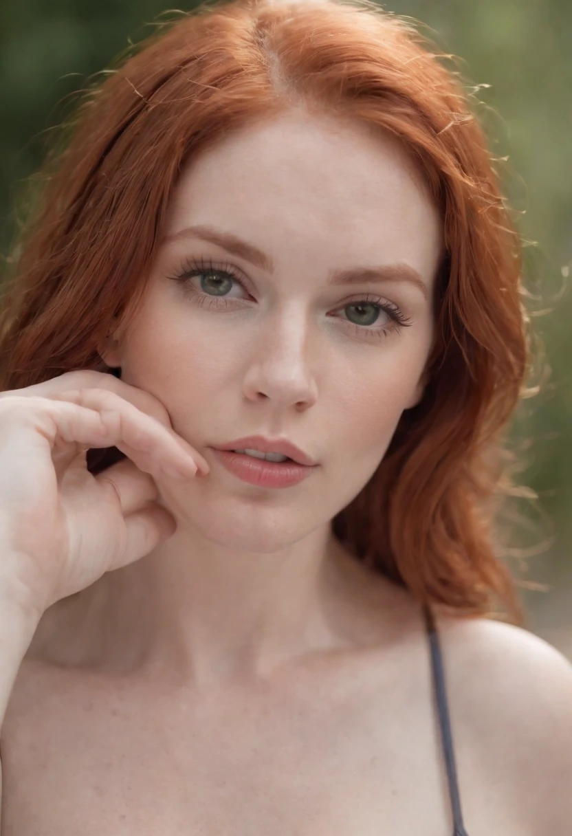 Giant breasted girl,(peeking from behind),nudity,(naked),((I didn't wear panties)),(Expose intimate areas),(Look away)。 ((Girl poured in), Mexican Woman, Redhead