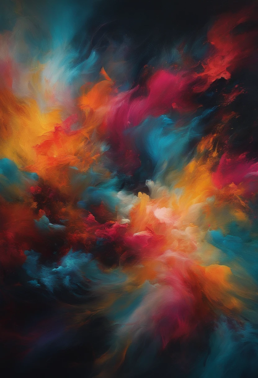 I want to create an abstract art painting with bright colors, un effet vinyles