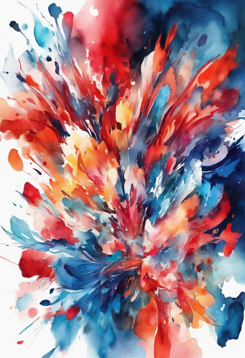 3D watercolor summary,background dark,High resolution,High quality,colourfull,bleu, blanc, rouge