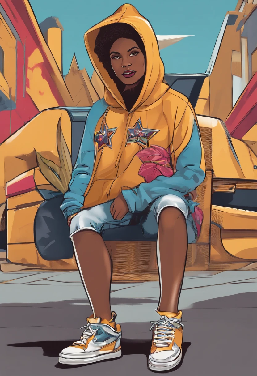 Create a detailed description of the brand mascot for 'MIND,' which is a star. This star is designed to be a charming and charismatic character that embodies the essence of the 'MIND' brand. The star has a friendly face with expressive eyes that radiate creativity and a sense of wonder. Its five points are stylized to resemble distinct aspects of streetwear fashion, with each point representing a unique element such as sneakers, hoodies, caps, sunglasses, and accessories.
The star's vibrant personality shines through its confident smile, which conveys a sense of self-assuredness and an inviting aura. It wears trendy urban clothing, including a stylish jacket adorned with graffiti-style patterns and a pair of sneakers with an edgy design. The star's arms are open wide, as if embracing the spirit of individuality and self-expression that the 'MIND' brand represents.
Around the star, there are subtle elements like spray cans, skateboard decks, and artistic symbols, emphasizing the brand's connection to urban culture and creativity. Describe the star mascot in intricate detail, highlighting its unique features and how it embodies the brand's identity in a fresh and appealing way.