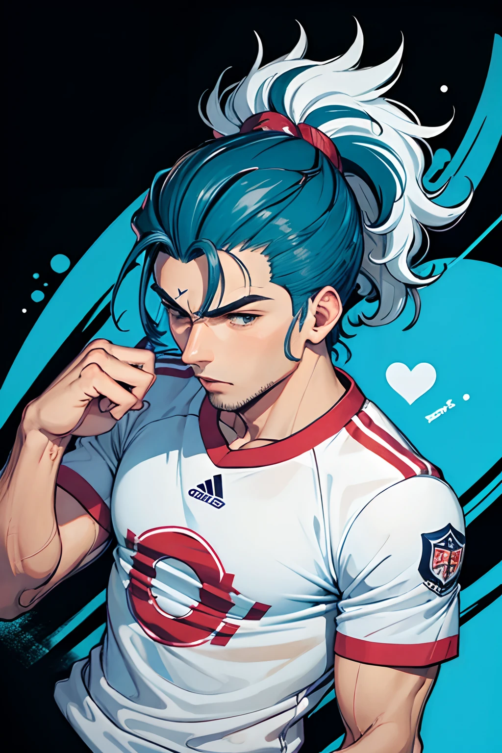 jogador de futebol anime, homen, cabelo azul
