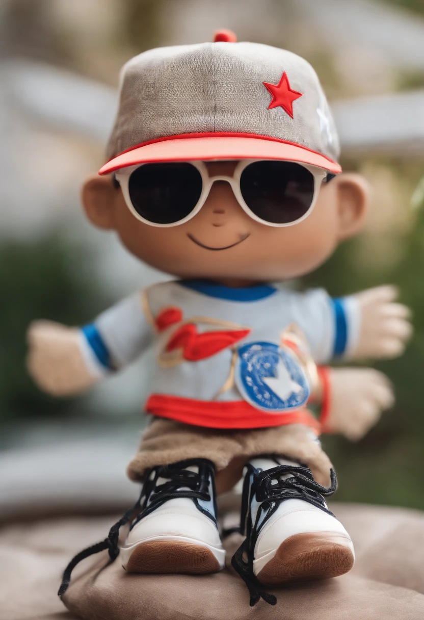 Descreva um mascote em forma de estrela para representar a sua marca. This mascot should be a sympathetic and charismatic star, com cinco pontas distintas que lembram uma estrela real. Cada uma das pontas representa um elemento de estilo streetwear, like a straight-brimmed cap, a pair of trendy sneakers, um casaco estiloso, sunglasses and an urban accessory, como uma corrente ou pulseira.
The star's face is friendly and expressive, with eyes that radiate positive energy and a warm smile that invites interaction. A estrela usa roupas que refletem o estilo urbano e jovem da marca, with colors and patterns that are appealing to the target audience.
The star has a relaxed and cool attitude, representing the essence of streetwear culture. She is a symbol of originality, individuality and self-expression, and embodies brand values in a unique and memorable way.
Por favor, Create a detailed description of the star-shaped mascot, emphasizing his distinctive traits and his charming personality.