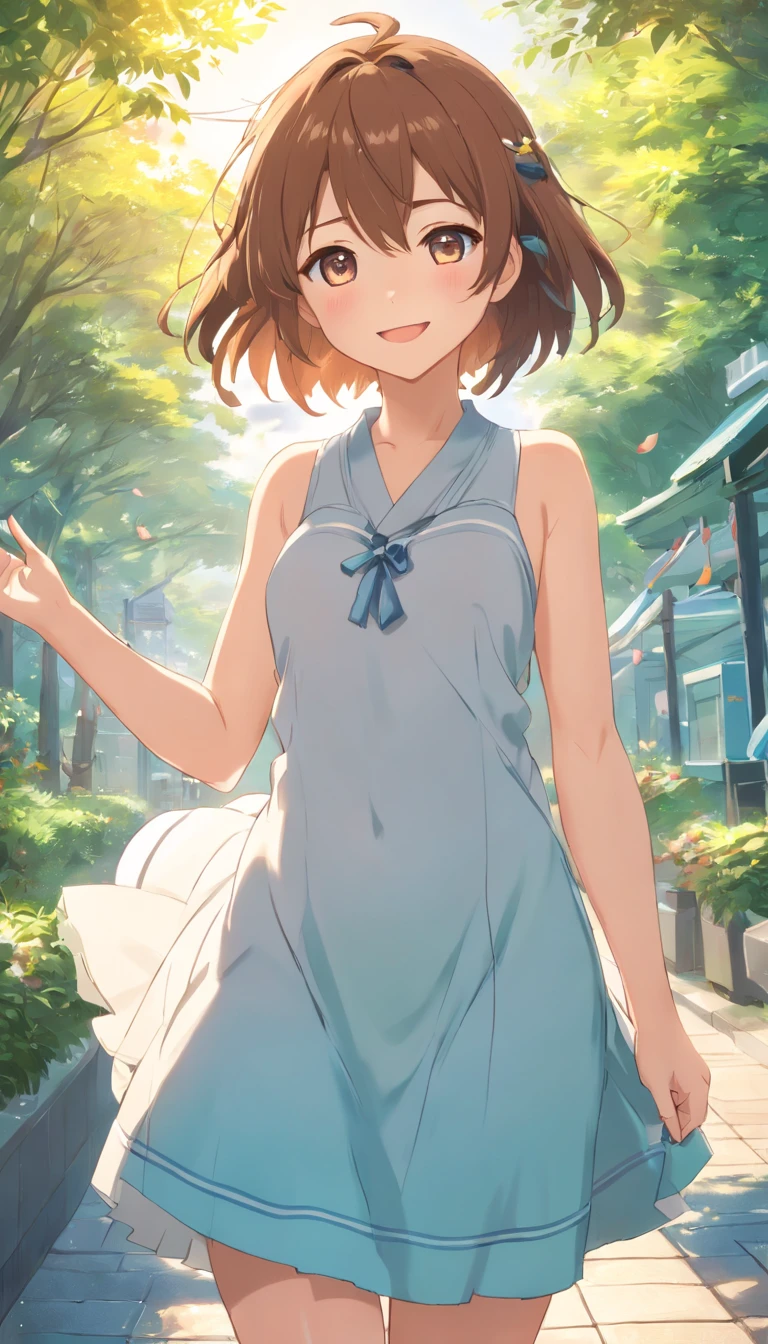&quot;((workshop)), Perfect quality, Fat, bulging, full bodyesbian, Stunning beauty, Jean Farvonian, Small breasts, (High-quality anime, Makoto Shinkai), Angry, Blush, Stand on the street by the river next to the village, Hands on chest, looking at the audience smiling, No gloves. short hair blowing in the wind, The background is simple and blue, And the line of sight is downward at a low angle, Bright lightning.