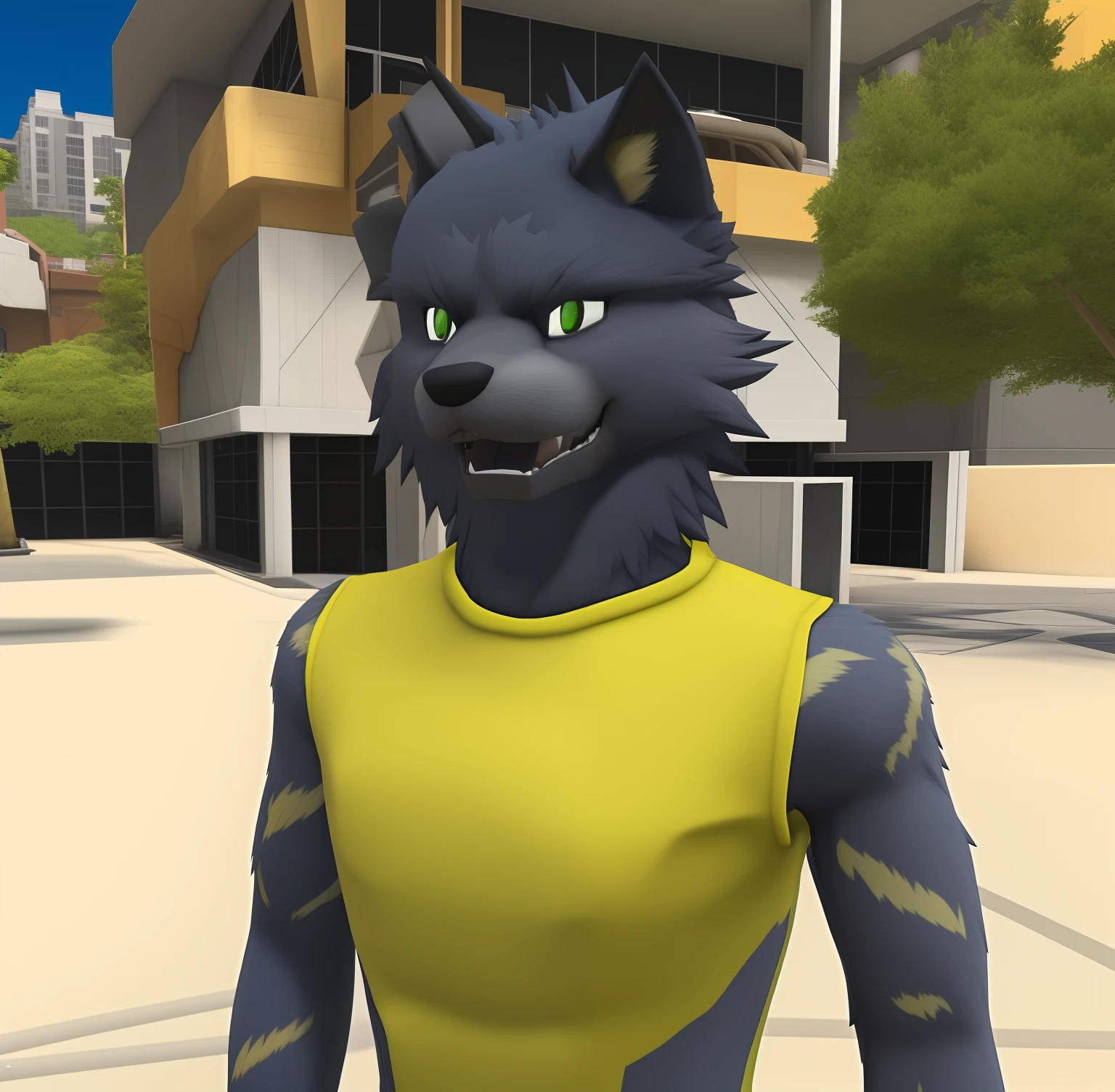 a yellow shirt, anime furry style, furry character, anthropomorphic wolf male, anthro wolf face, an anthro wolf, furry fursona, furry character portrait, an anthropomorphic wolf, furry wolf, hybrid human / anthro, second life avatar, 4 k hd fur face!!!