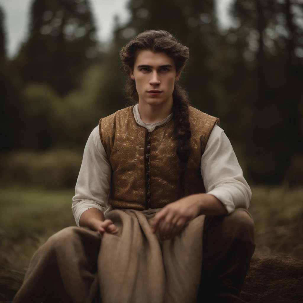 Full HD photography of David, age 19 years old, medium hair in pre-Christian costume