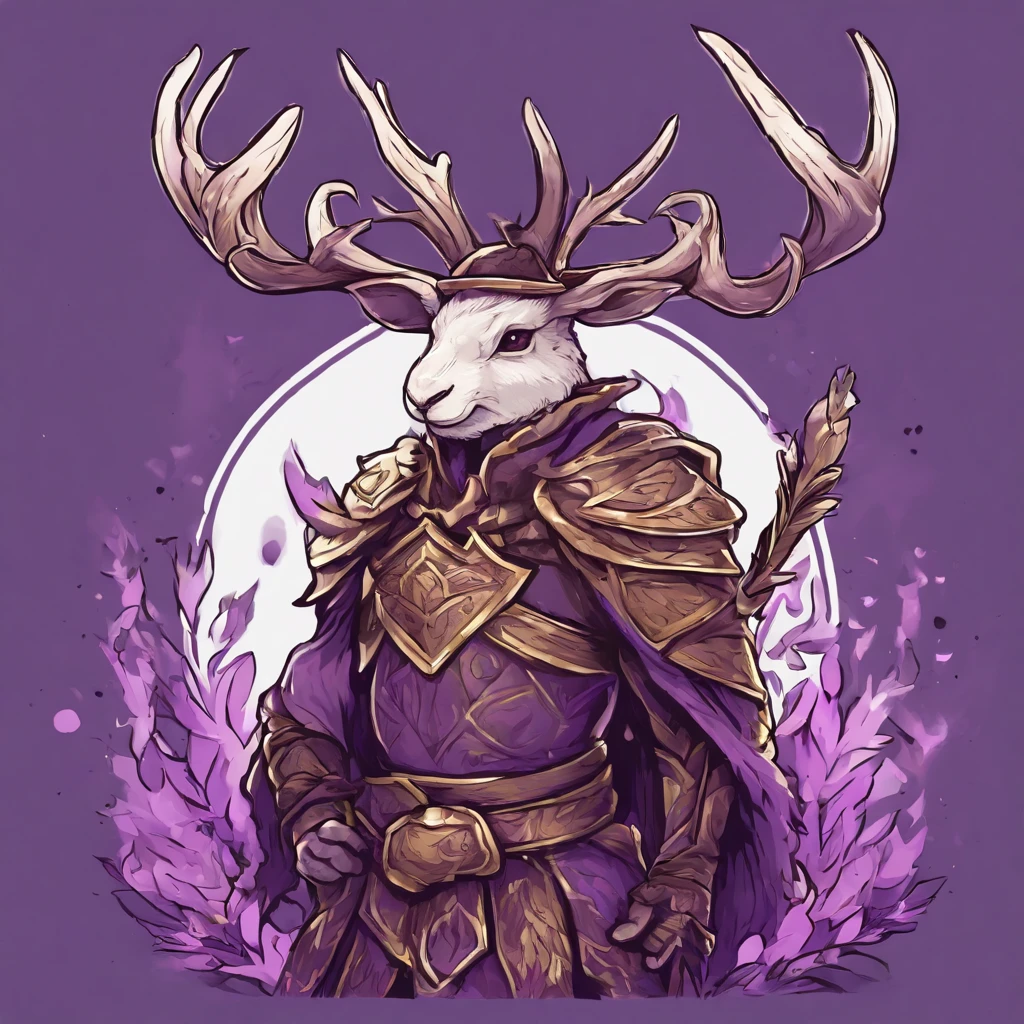 Knight Jackalope, short purple hair, jackalope antlers, dark armor(masterpiece, best quality)