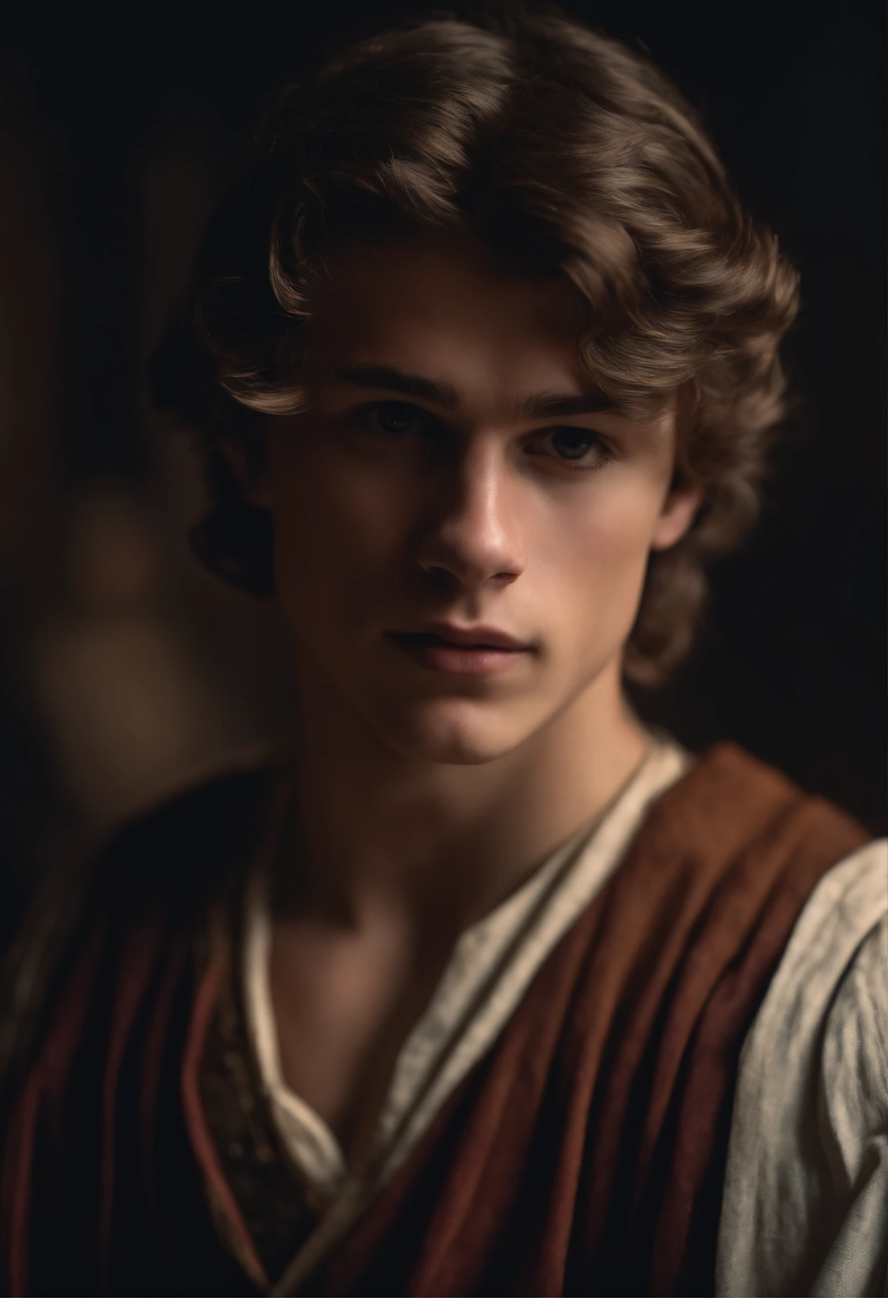 Full HD photography of David, age 19 years old, medium hair in pre-Christian costume