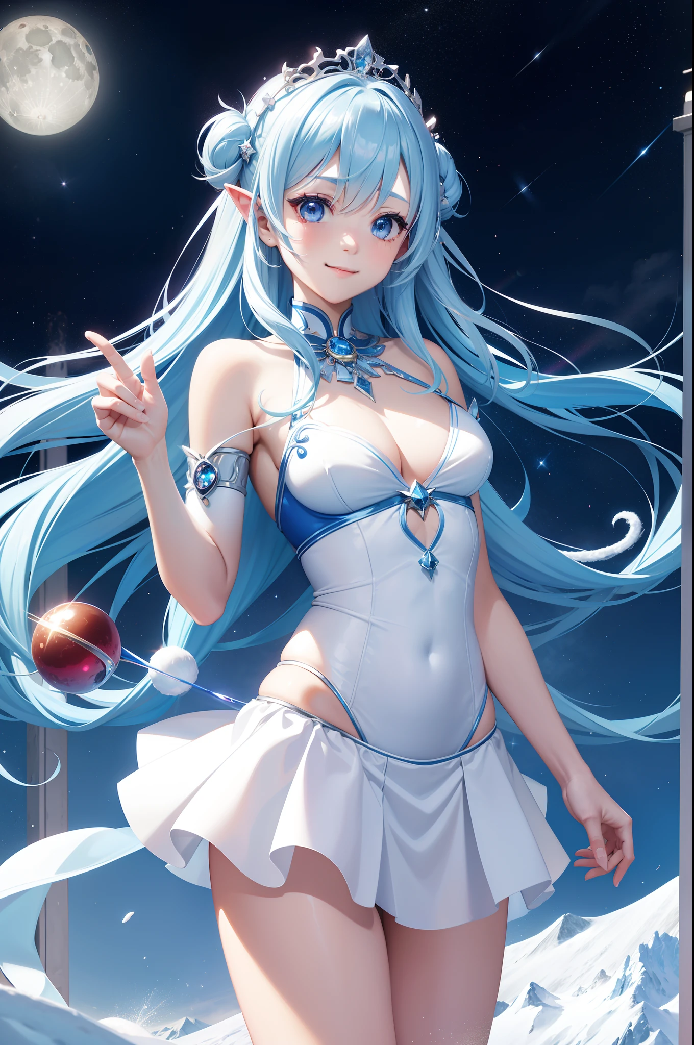 Super Idol a beauty girl A charming smile sky blue hair length hair Twin-tailed Bright red and white costume Mystical Fantasia constellation a moon Crystal brilliance
Spirit of Polar Light
World of ice and snow
The power of light and magic
Guardian of nature
Symbol of good luck or blessing
Butoh and music
Fantastic existence
Polar Fairy
Arctic and Antarctic
Beauty and mystique