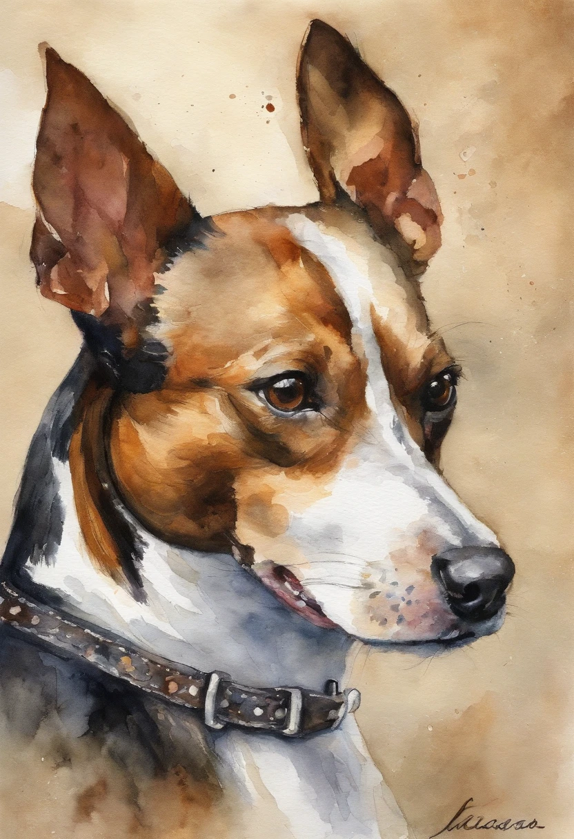 (obra-prima, mejor calidad),1rat terrier sentando esperando a que su amo venga
