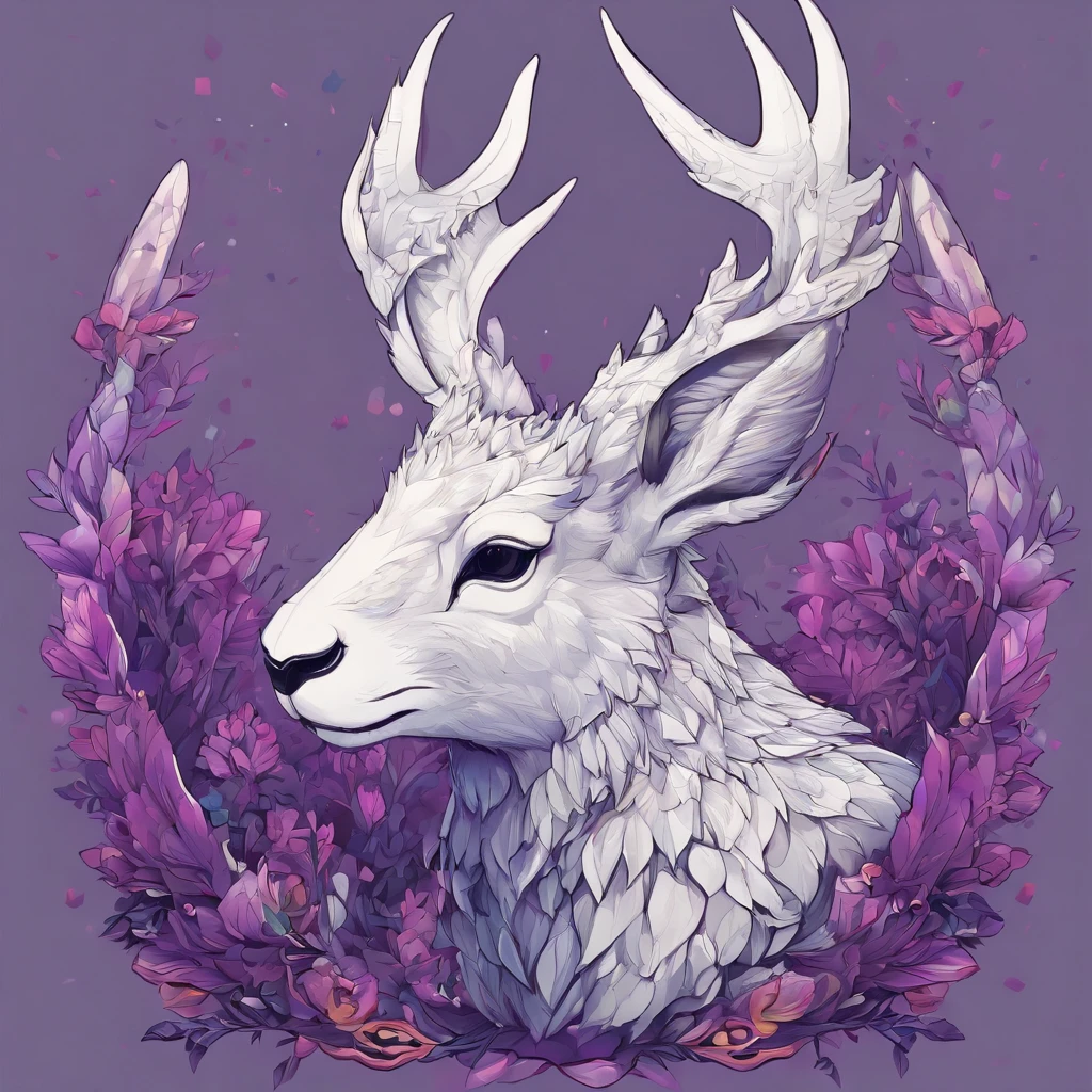 Knight Jackalope, short purple hair, jackalope antlers, dark armor(masterpiece, best quality)