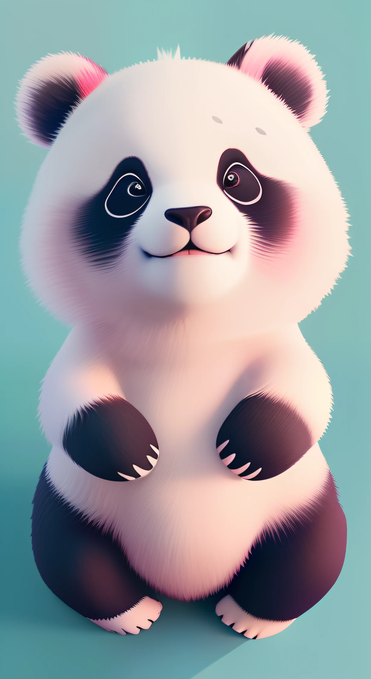 Panda bear sitting on a blue surface with a toothbrush on its paws, painting digital adorable, bonito 3 d render, Panda bonito, arte digital detalhada bonito, bela arte digital, Pescador! c4d, panda, brinquedo bonito, Panda Panda Panda, arte detalhada bonito, Animal bonito, um panda gigante bonito, criatura fofa, arte fofa, soft 3D rendering