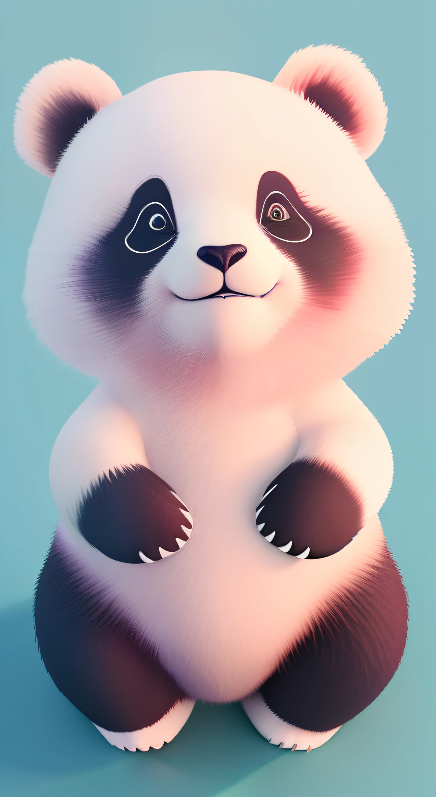 Panda bear sitting on a blue surface with a toothbrush on its paws, painting digital adorable, bonito 3 d render, Panda bonito, arte digital detalhada bonito, bela arte digital, Pescador! c4d, panda, brinquedo bonito, Panda Panda Panda, arte detalhada bonito, Animal bonito, um panda gigante bonito, criatura fofa, arte fofa, soft 3D rendering