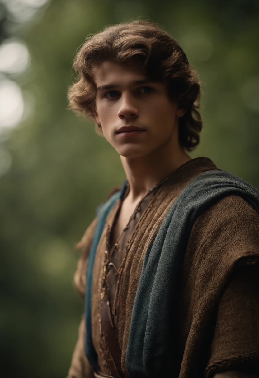 Full HD photography of David, age 19 years old, medium hair in pre-Christian costume