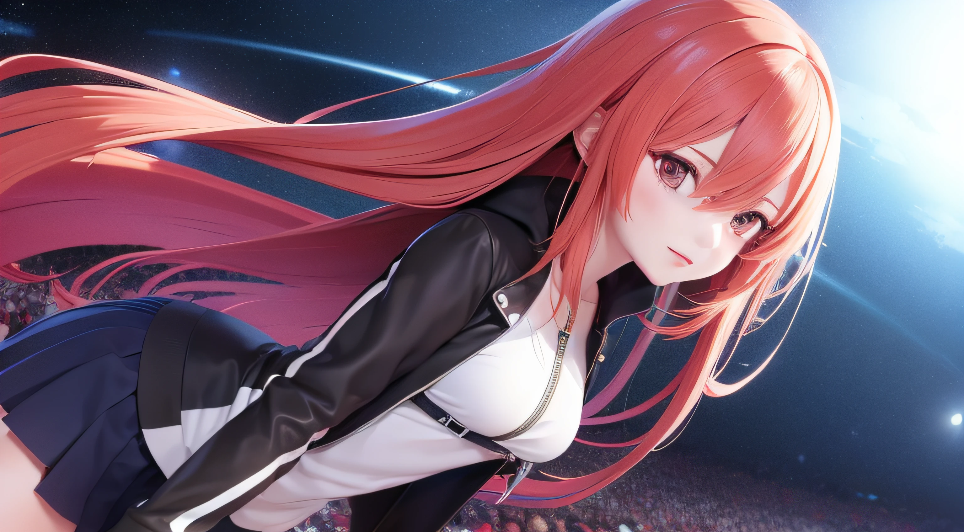 Girl heroine anime, uma jaqueta vermelha e branca, Estilo anime 4K, 4k anime wallpapers, 4k anime wallpapers, papel de parede anime 4k, arte de anime digital detalhada, Melhor Anime 4K Konachan Wallpaper, Anime Art Wallpaper 4K, Anime Art Wallpaper 4K, Anime Art Wallpaper 8K, night core, menina anime retrato, Estilo anime. 8k