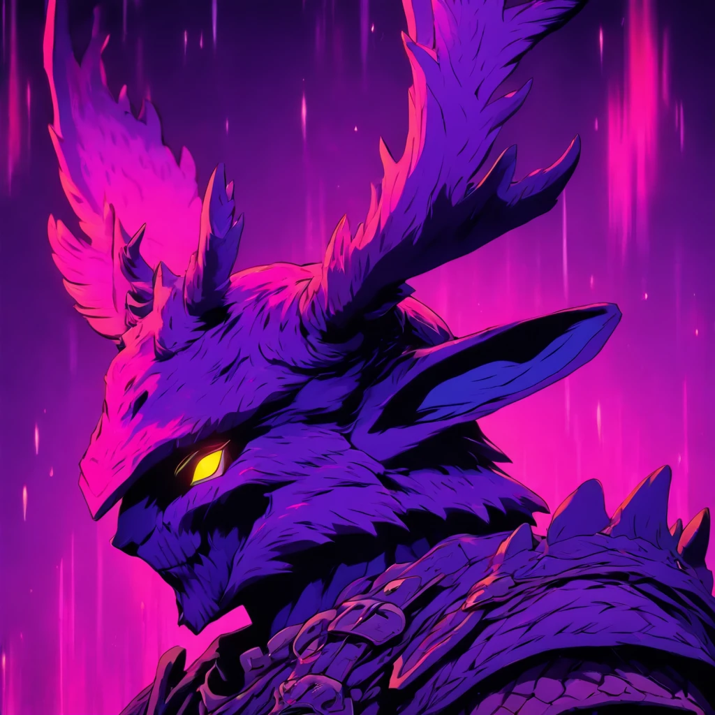 Knight Jackalope, short purple hair, jackalope antlers, dark armor(masterpiece, best quality)