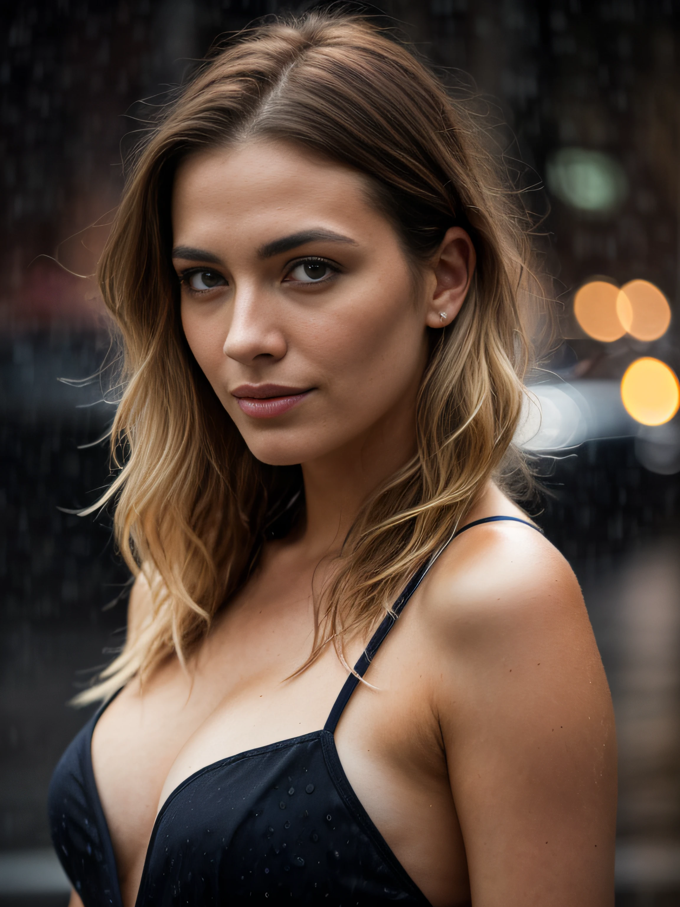 Photograph of a beautiful sexy blonde woman with long wavy hair hugging under the rain a beautiful and sexy red-haired woman with short hair, with night city background, exquisitely detailed, sharp focus, intricately detailed, award-winning photography, low light, low contrast, high sharpness, low depth of field, cinematic background, best quality masterpiece, Photorealistic, Hyperrealistic, Very realistic engine rendering, Center image, Dreamlike, Soft lighting, Intimate (Finely detailed skin), Realistic skin texture, Extreme skin detail (0.1 pores), Photorealistic, Hyperrealistic, Detailed, 8k, HDR, (Soft color: 1.2), Shallow depth of field, Wide light, High contrast, Backlight, Bloom, Light flare, Chromatic aberration, Sharp focus, Color RAW photo