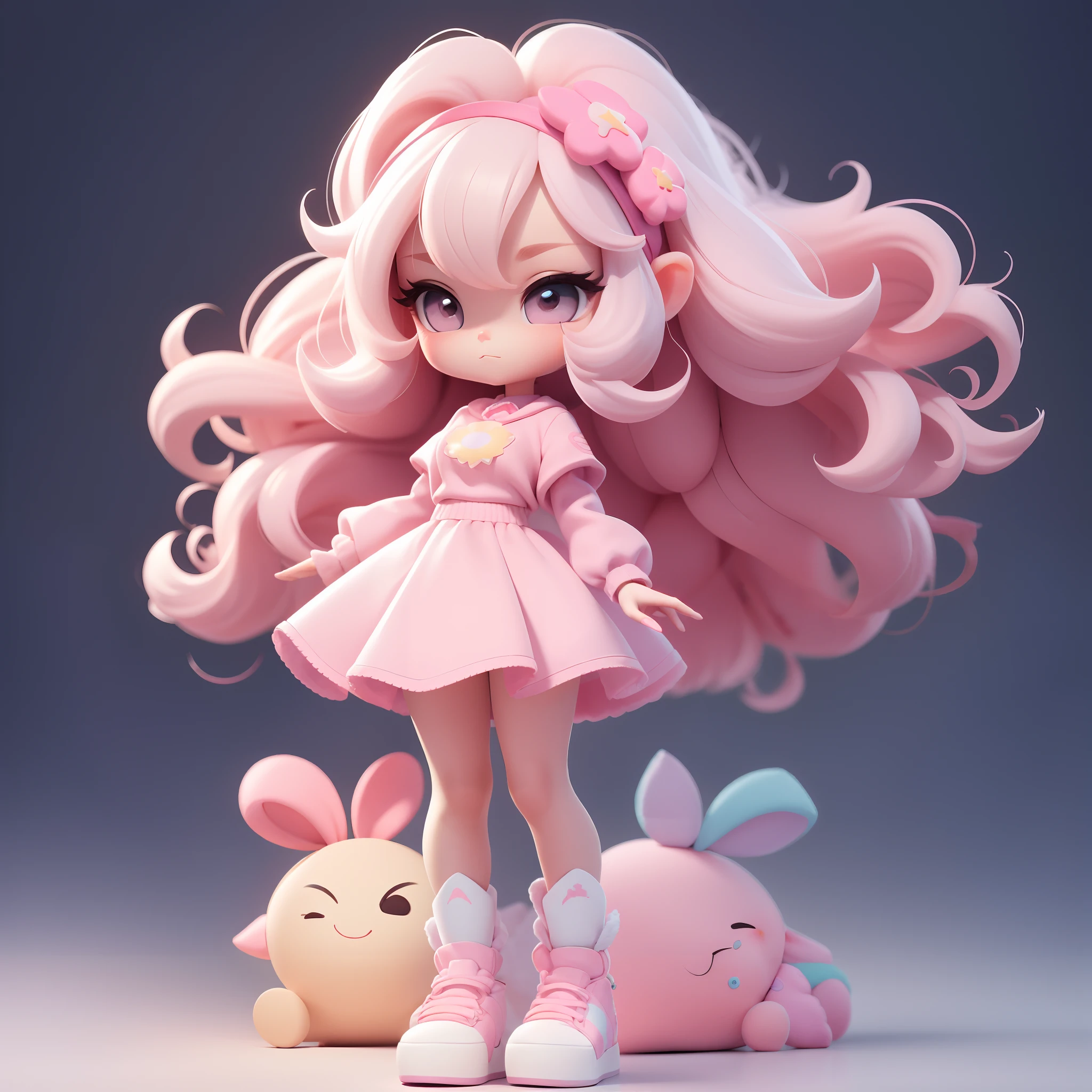 Anime - Pink hair and bunny toy standing next to her style girl, render of a cute 3d anime girl, cute 3 d render, Cute detailed digital art, cute character, Stylized anime, anime styled 3d, adorable digital art, lovely art style, 3 d render stylized, render of april, kawaii hq render, Cute cartoon character