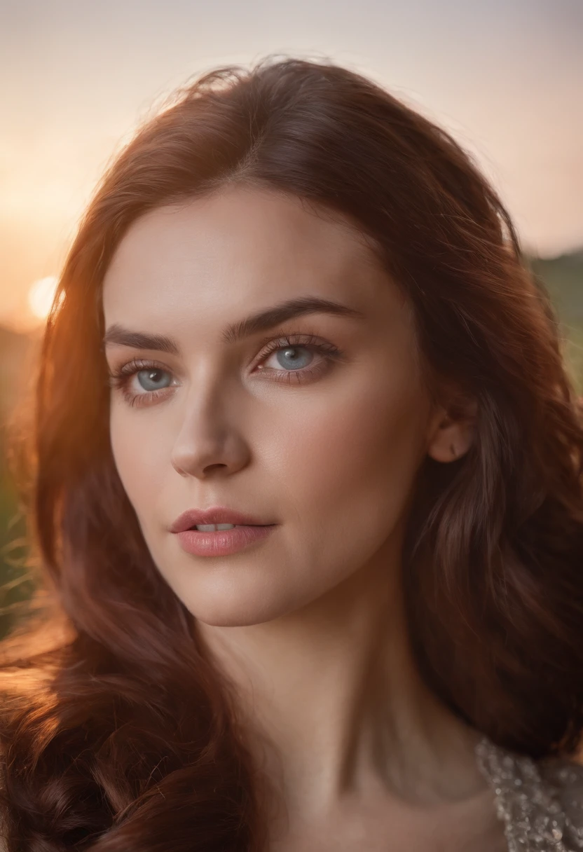 Uma mulher de olhos vermelhos com cabelo curto, ultra-detalhado, Realistic, vivid colors, profissional, Retratos, foco nítido, studio lighting, Bokeh, Belas Artes.