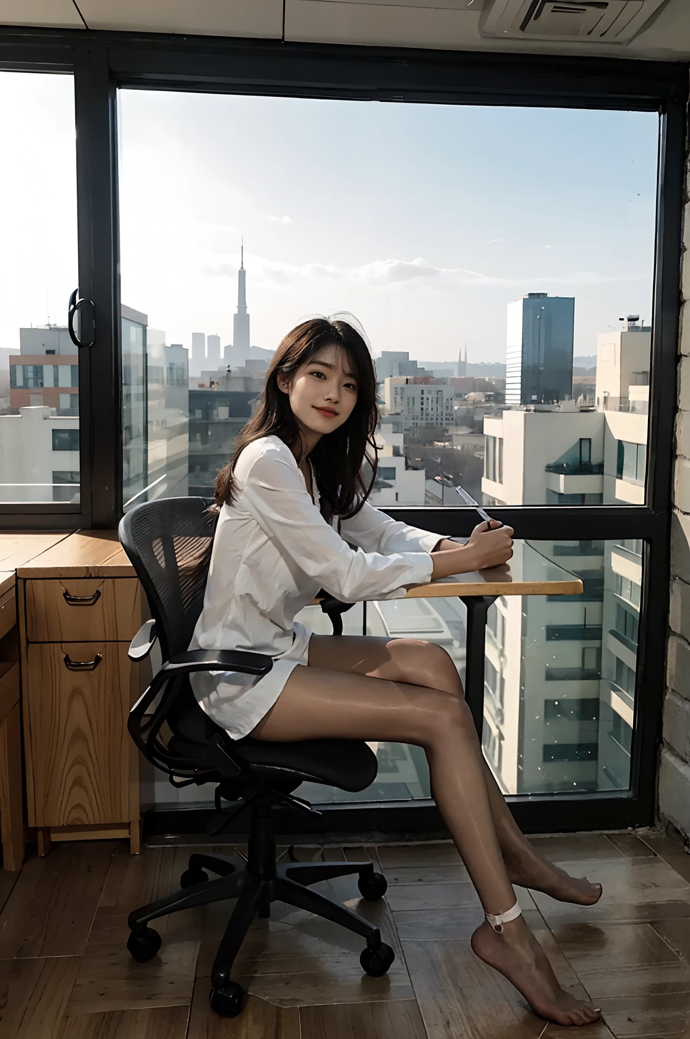 Delicate facial features,Nice face,Super detailed details,white,Sense of light and shadow、profile、Looks happy