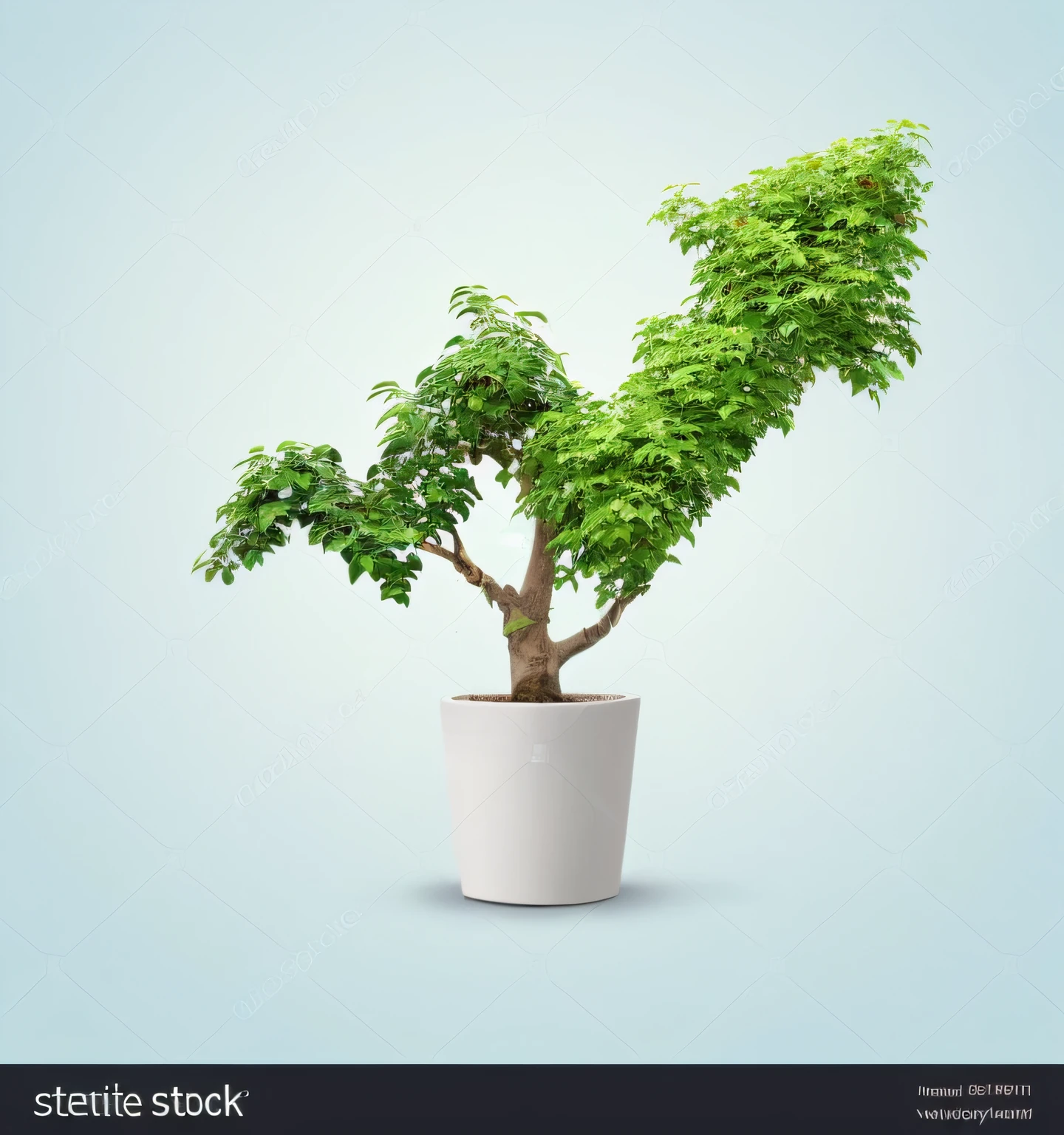 a small tree growing in a pot with its leafs in the shape of an arrow going up, high quality stock picture, trending on shutterstock, growing off a tree, organic growth, growth, three day growth, lush plant growth, trees growing on its body, stock illustration, the source of future growth, tree and plants, greenery growing, shutterstock, all growing inside an enormous, potted plant