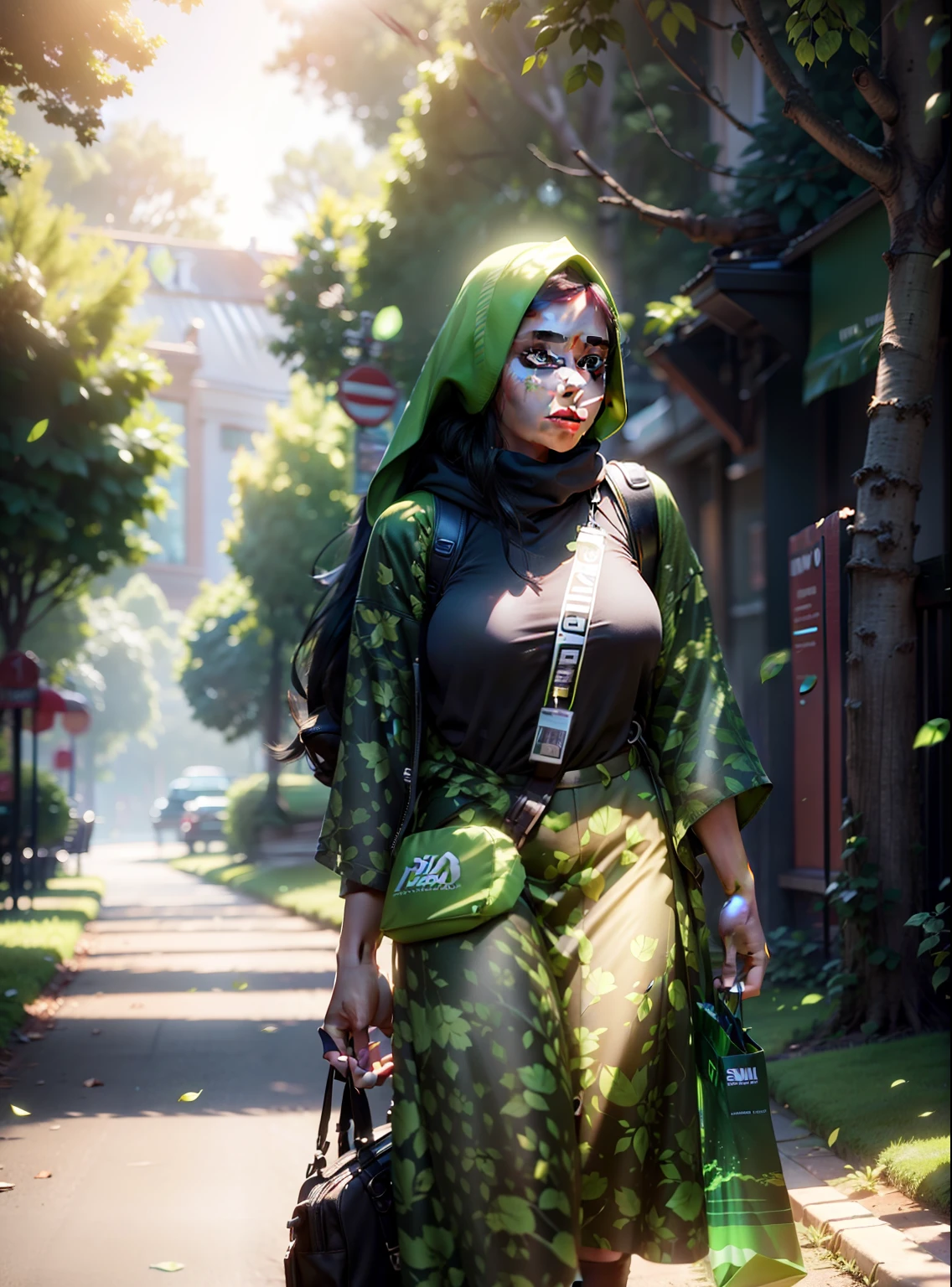Like a model photos, sun light , green trees, hyper realistic, 8k, ultra hd, pixar style, Disney style, cinema 4d, --ar 3:2