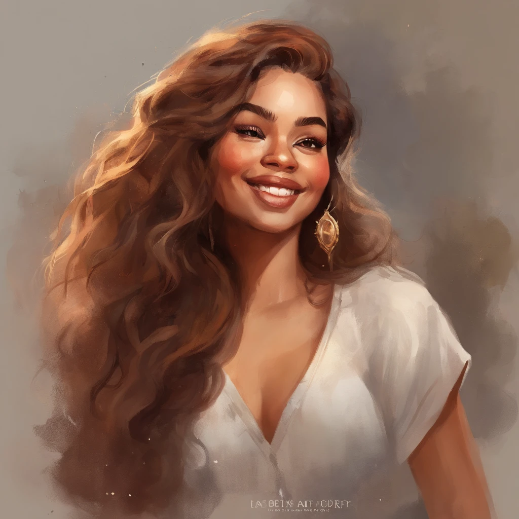 perfect face, full body, whole body, CHUBBY, Vintage watercolor pixar style, beautiful woman with brown curly long hair, dark tan skin tone, happy face, head up, closed eyes , wind in hair, arms raised, a simple minimal art with soft colors, using Boho style, tale of fairy, realistic and detailed hair, not laminated, Disney movie m close-up of a cartoon character, cute detailed digital art, digital painting, girl portrait, high quality 8k detailed art, loish and wlop, Guweiz style art , cartoon digital painting art, cute digital art, detailed digital painting,