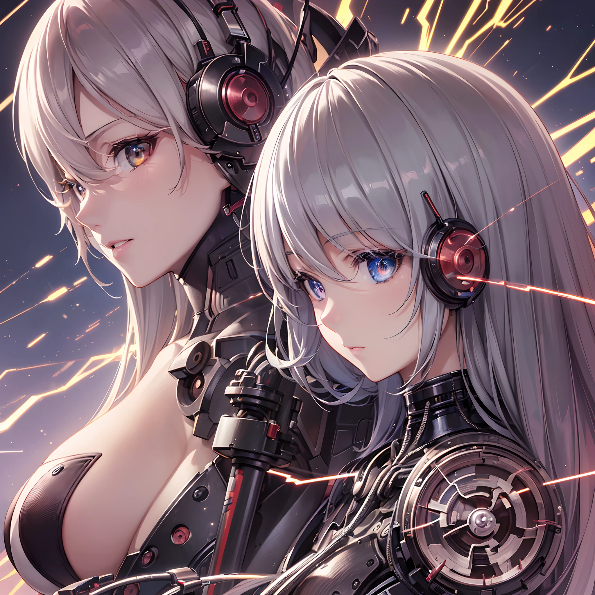 ((Finest quality)),(超A high resolution),(ultra-detailliert),((Best Anime)),sharpnes,Clair,Art with astounding depictions, Electromechanical,(android,Body fused with machine,Mechanical parts exposed from the body,Cables connected throughout the body)