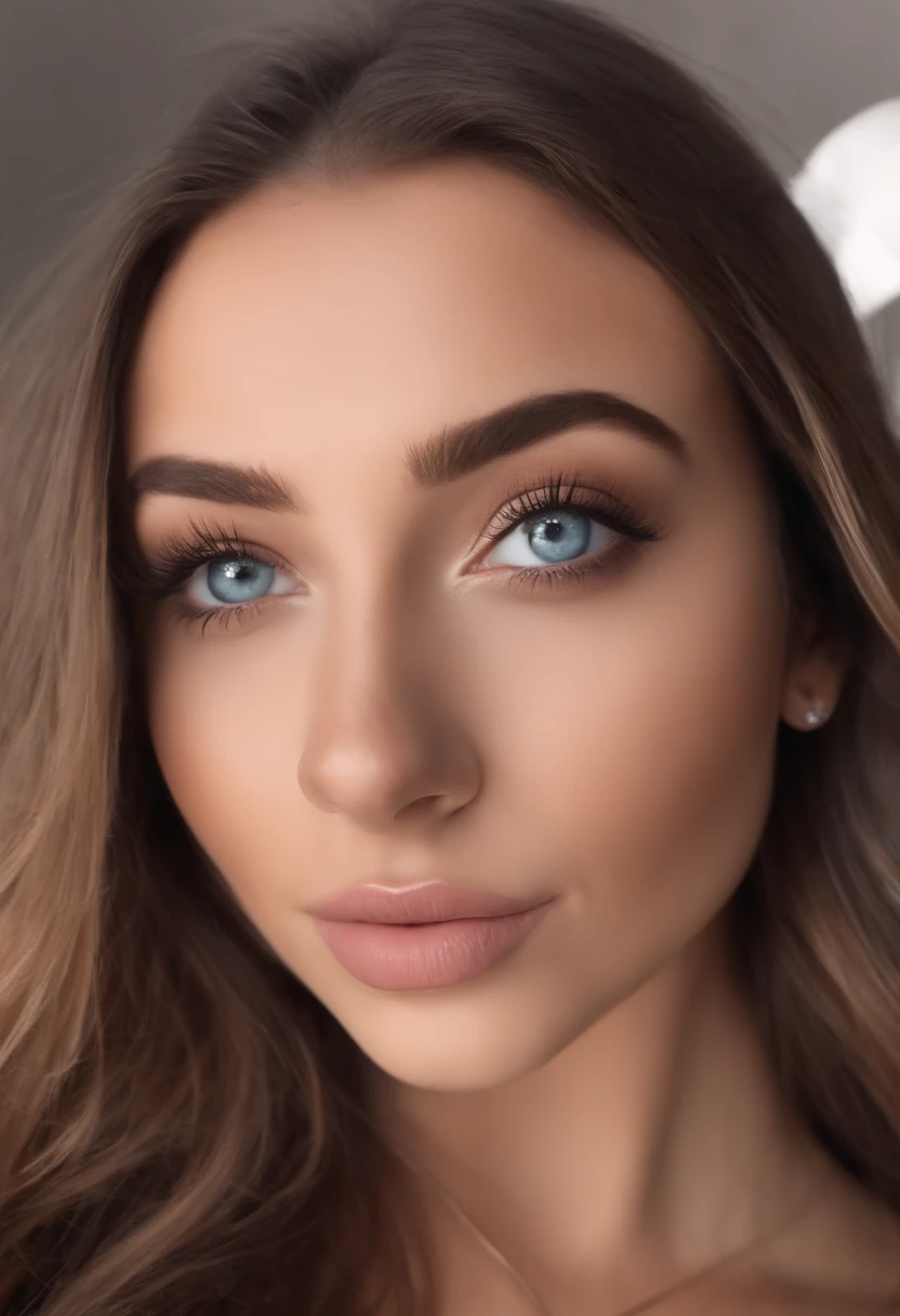 arafed woman with matching tank top and panties, sexy girl with blue eyes, portrait sophie mudd, brown hair and large eyes, selfie of a young woman, bedroom eyes, violet myers, without makeup, natural makeup, looking directly at the camera, face with artgram, subtle makeup, stunning full body shot, cleavage, at the mall
