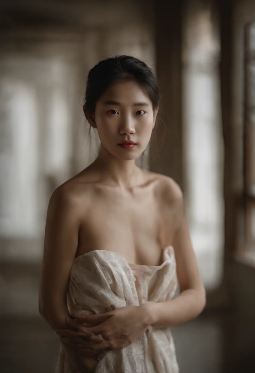 Young chinese girl, 16 yea, ((topless, naked, nude)), high quality, good quality, masterpiece, extremely detailed, petite