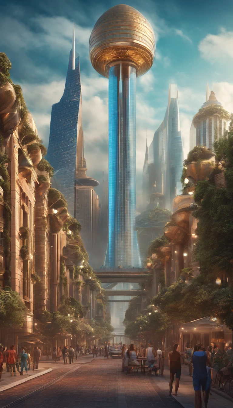Create a technological virtual city where citizens use bitcoin
