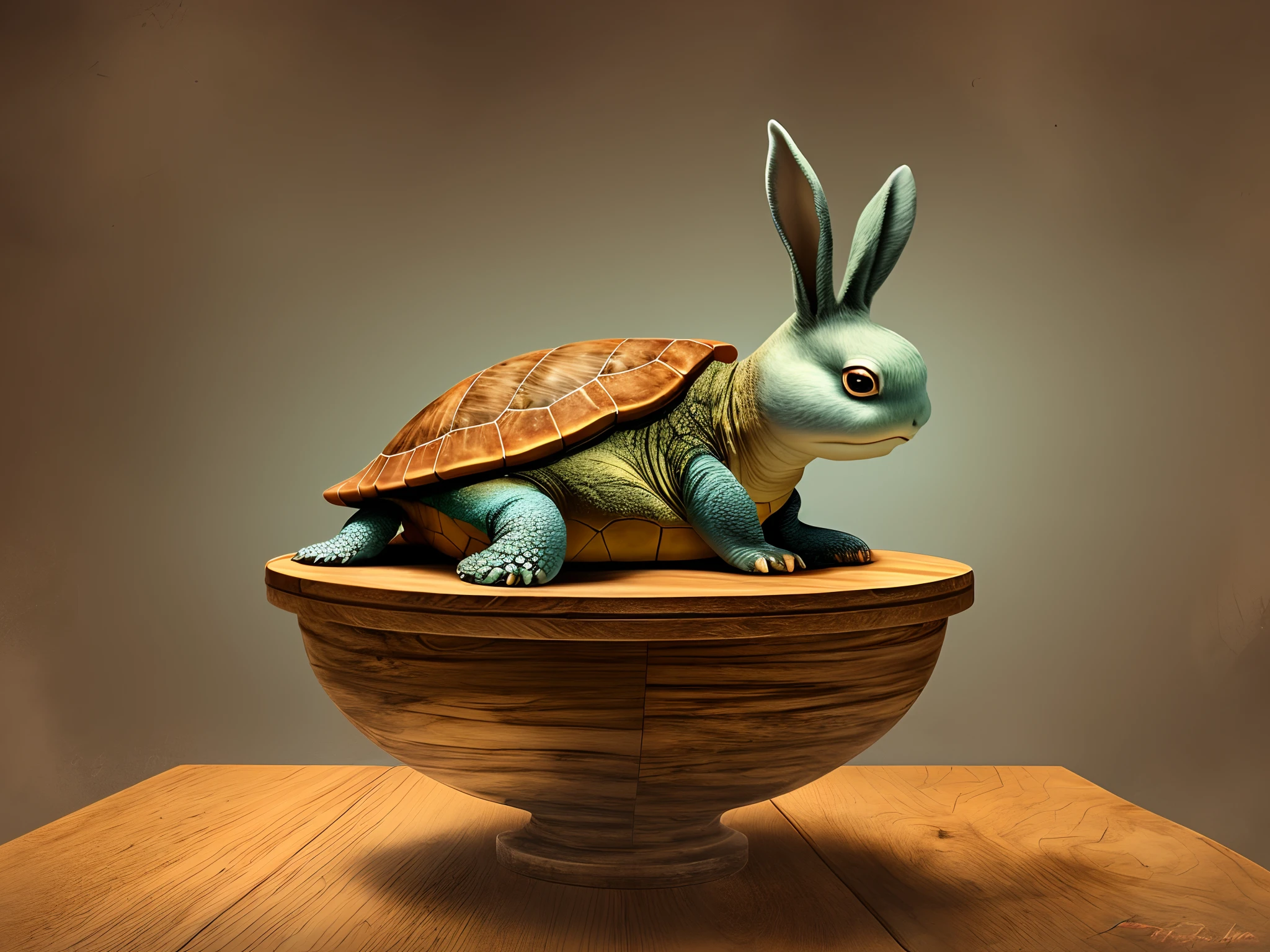 demon turtle throwing a rabbit through a table --auto --s2