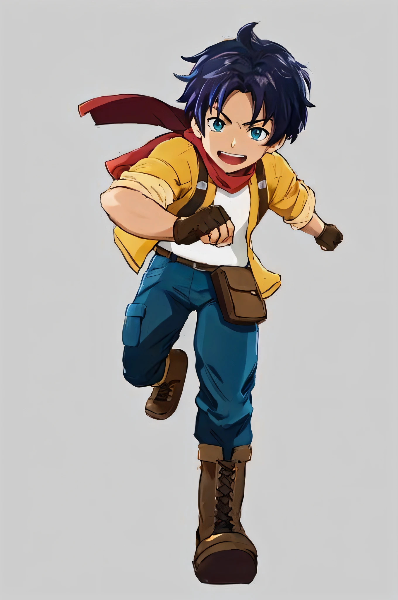um personagem de desenho animado de um menino com cabelo azul e uma jaqueta amarela, personagem estilo anime, Personagem JRPG, arte oficial do personagem, hero 2 d fanart artsation, Arte do personagem JRPG, Arte Oficial, personagem de anime, personagem principal, personagem de anime masculino, boku no hero academia estilo, arte do personagem, ( ( arte conceitual do personagem ) ), arte de personagens de anime