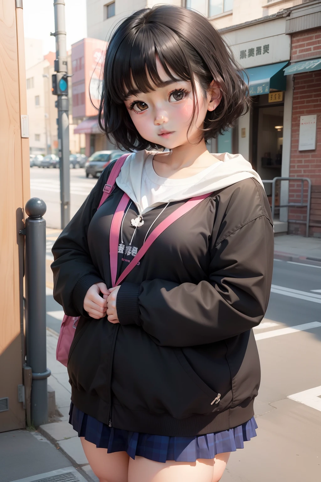 Muchirimchimuchi、kawaii、Thick, round-faced、Short black hair、