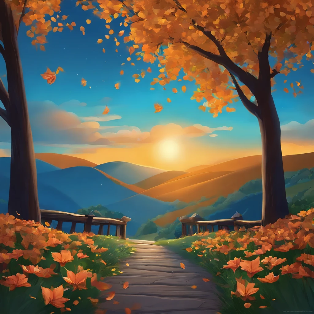master part, best quality, (Muito detalhado CG unidade 8k papel de parede) (best quality), (best illustration), (Melhores Sombras) Natureza&#39, mar azul,Delicate Leaves Petals of Various Colors Falling in the Air Light Tracking, super detalhado
