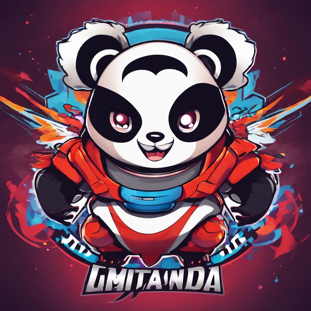 Logo esport, logoté : ULTIMPANDA, Humanoid panda, muscular body