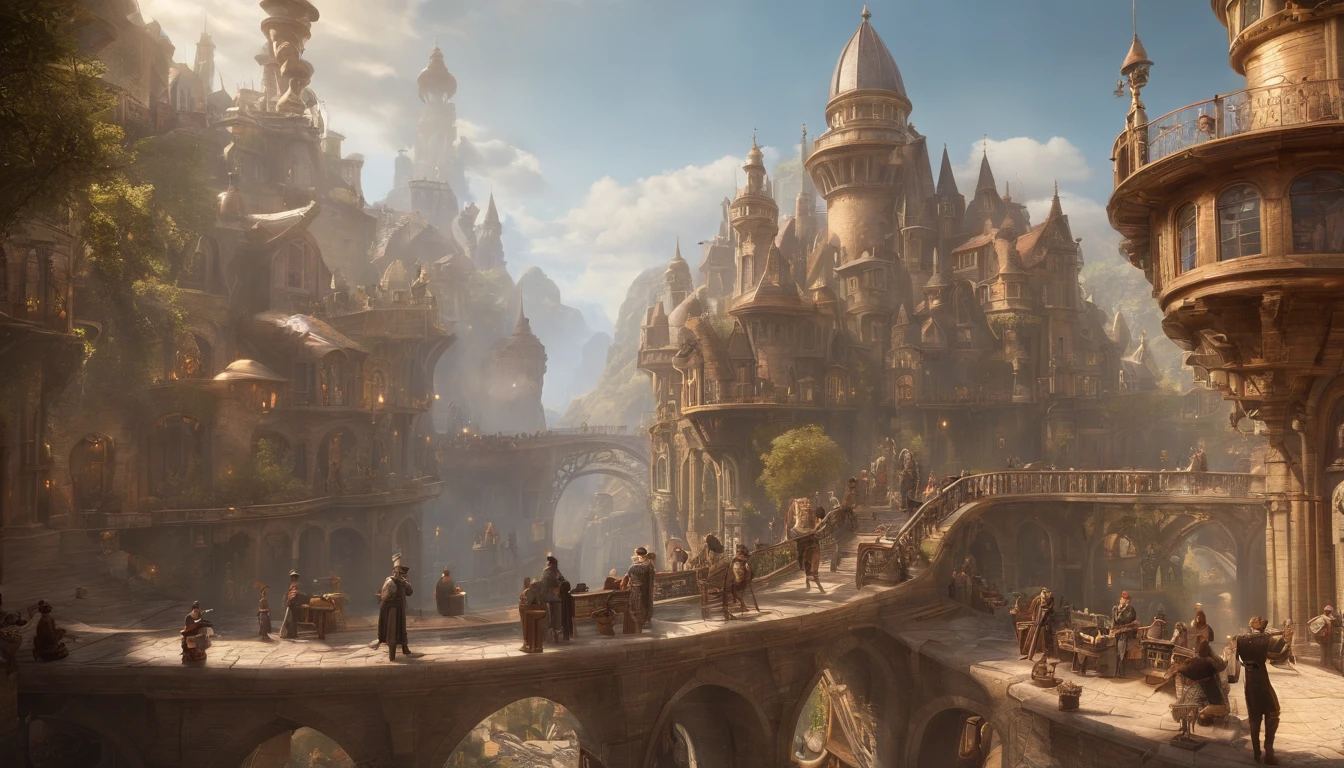 arte de fantasia, tiro ultrawide, Pintura, circunstanciado , deviantart, vencedor do concurso, arte conceitual, , Tim Hildebrandt, fantasia, ((((Cidade Steampunk)))) , , night time , , fantastical realism, art-station ,, estilo de Adrianus Eversen ,non-aesthetic architecture, filme ainda,Greg Rutkowski, Create a scenario reminiscent of the initial movie, where reality becomes a labyrinth of changing architecture and gravity-defying landscapes. Abrace a natureza surreal e alucinante do conceito, Creating a scene that defies perception. Use intricate detail and dynamic design to immerse the viewer in a world where the laws of physics are rewritten. Portray the sense of astonishment and disorientation that the initial film evoked.