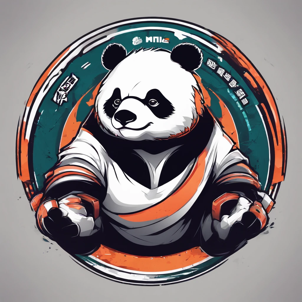 Logo esport, logoté : PANDA, Humanoid panda, muscular body