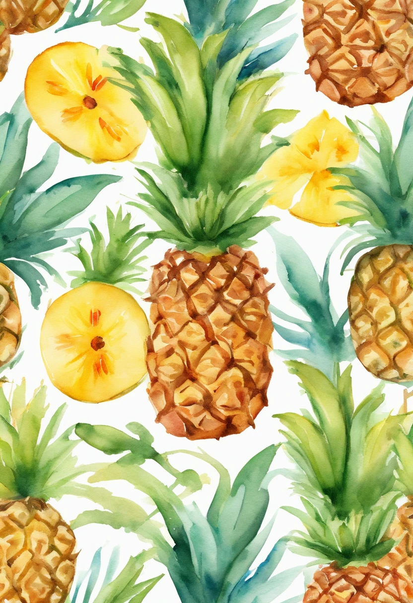 Watercolor for t-shirt design, pineapple
