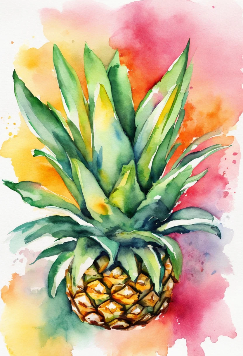 Watercolor for t-shirt design, pineapple