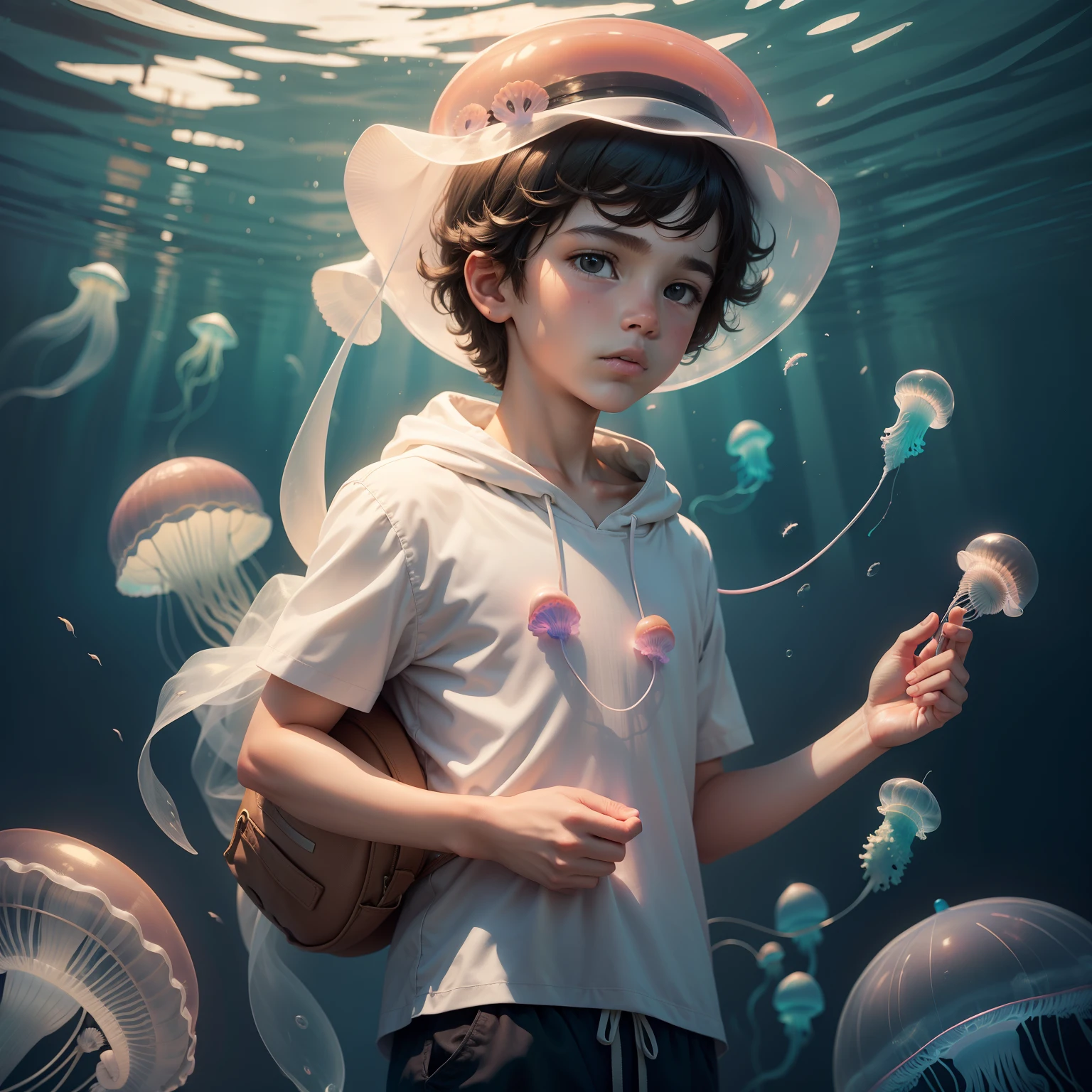 Boy in a jellyfish hat