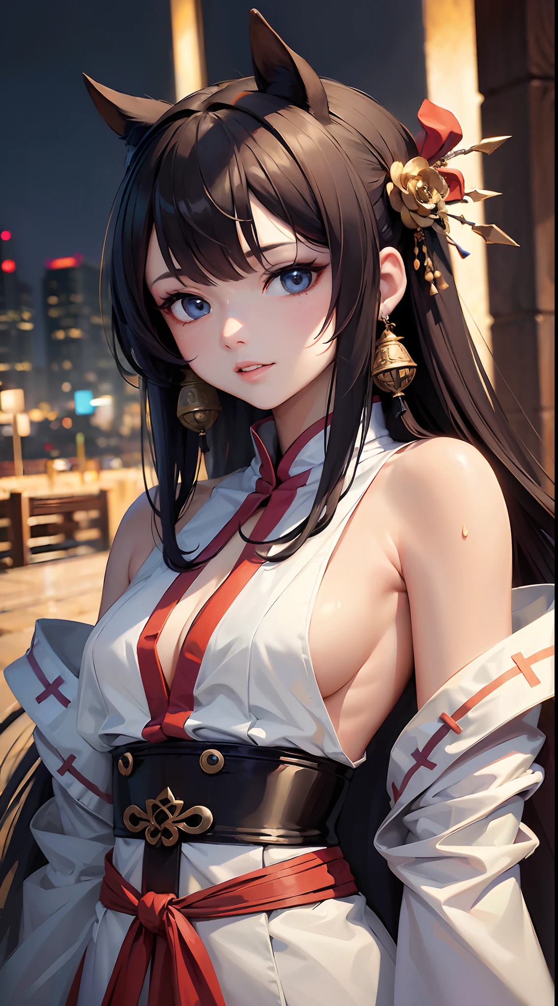 (Masterpiece, Best quality:1.6),full bodyesbian,(Face details:1.2),tmasterpiece,Fashionab,Hanfu,,mid hair,brunette color hair,dual horsetail,Qi bangs,blackigeyes, sonoko, Blue sky, view the viewer, Small waist, offcial art, RAW photo, unbelievable Ridiculous, facelight, Dynamic lighting, Cinematic lighting, Ultra photo realsisim, A high resolution, Photography, Sharp focus, highest details, extreme detailed details, Ultra detailed, finedetail, Extremely detailed eyes and face