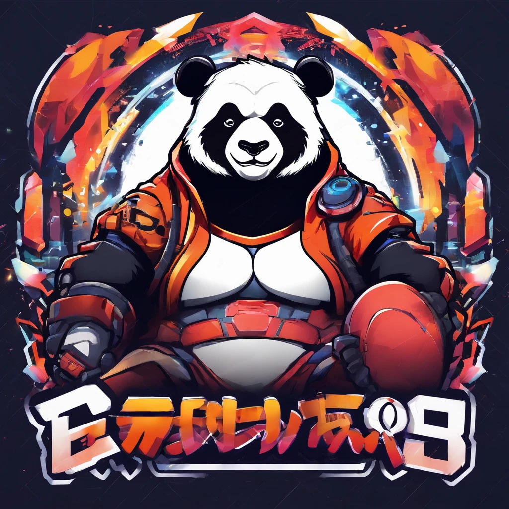 Logo esport, logoté : PANDA, Humanoid panda, muscular body