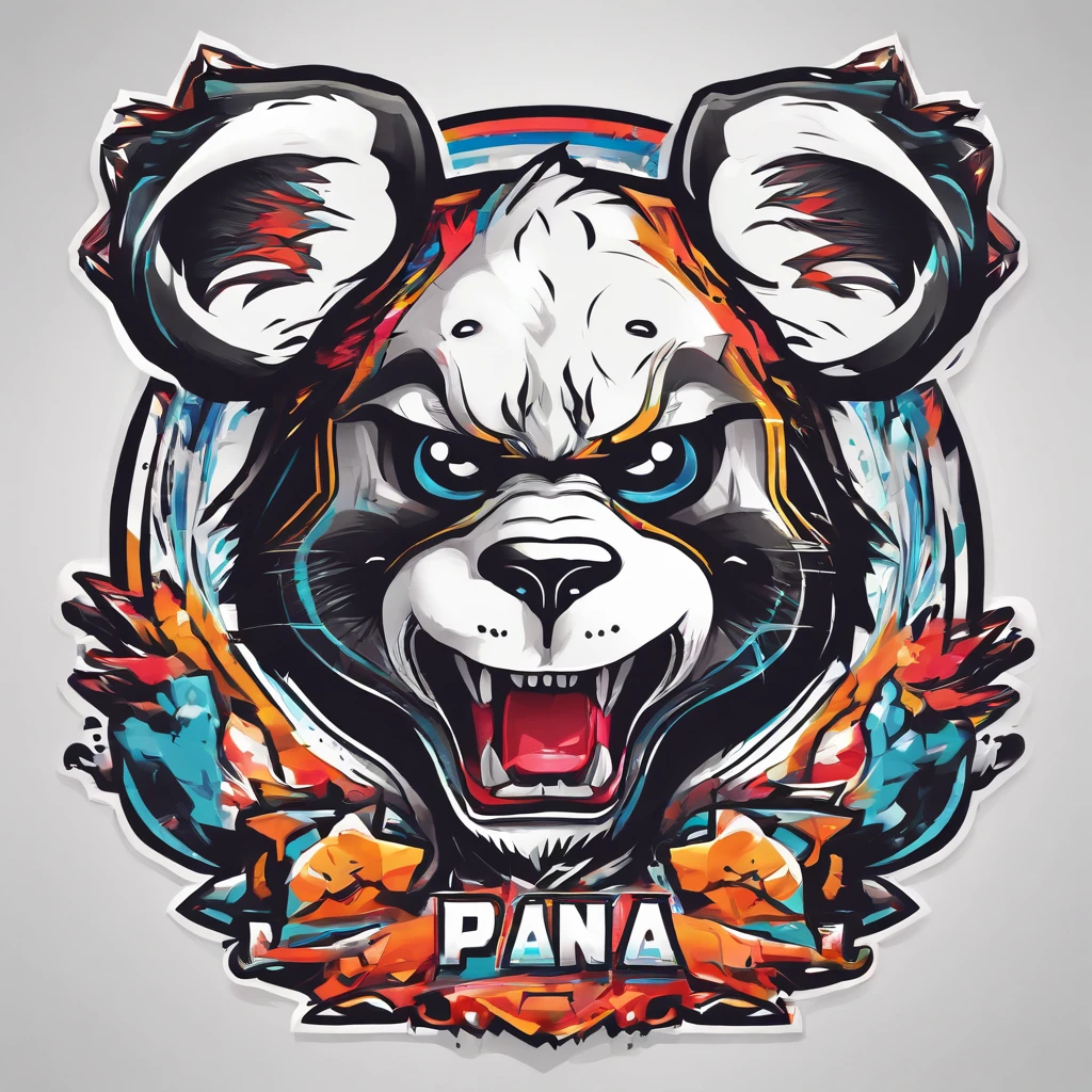 Logo esport, logoté : PANDA, Humanoid panda, muscular body