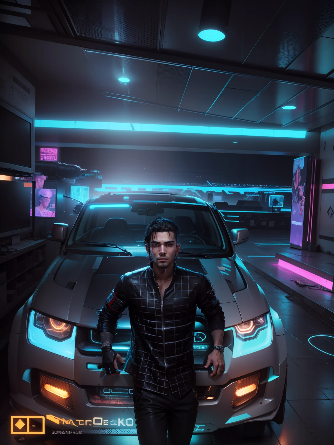 Change background. Cyberpunk handsome boy . realistic face. 8k , ultra realistic