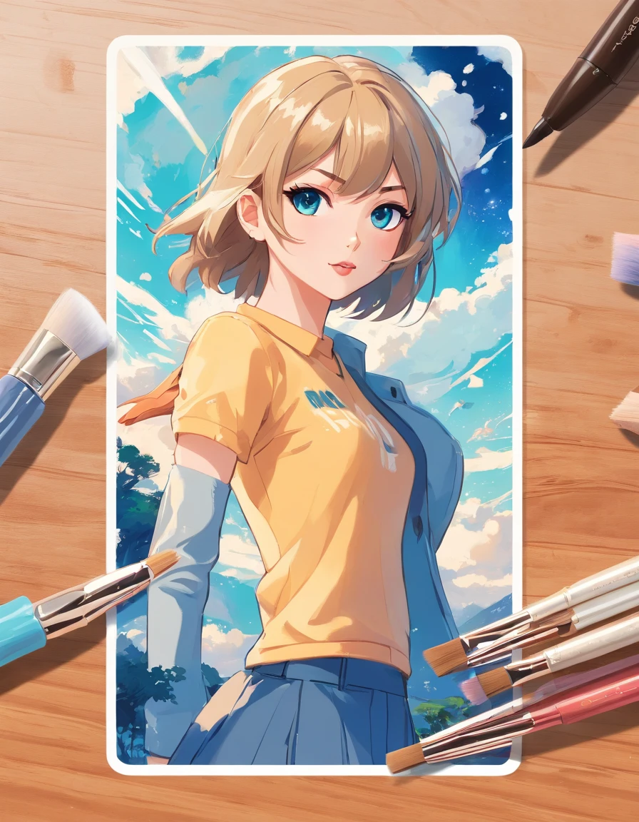 sticker sheet of Taylor swift theme for redbubble, pallet knife and brush stokes